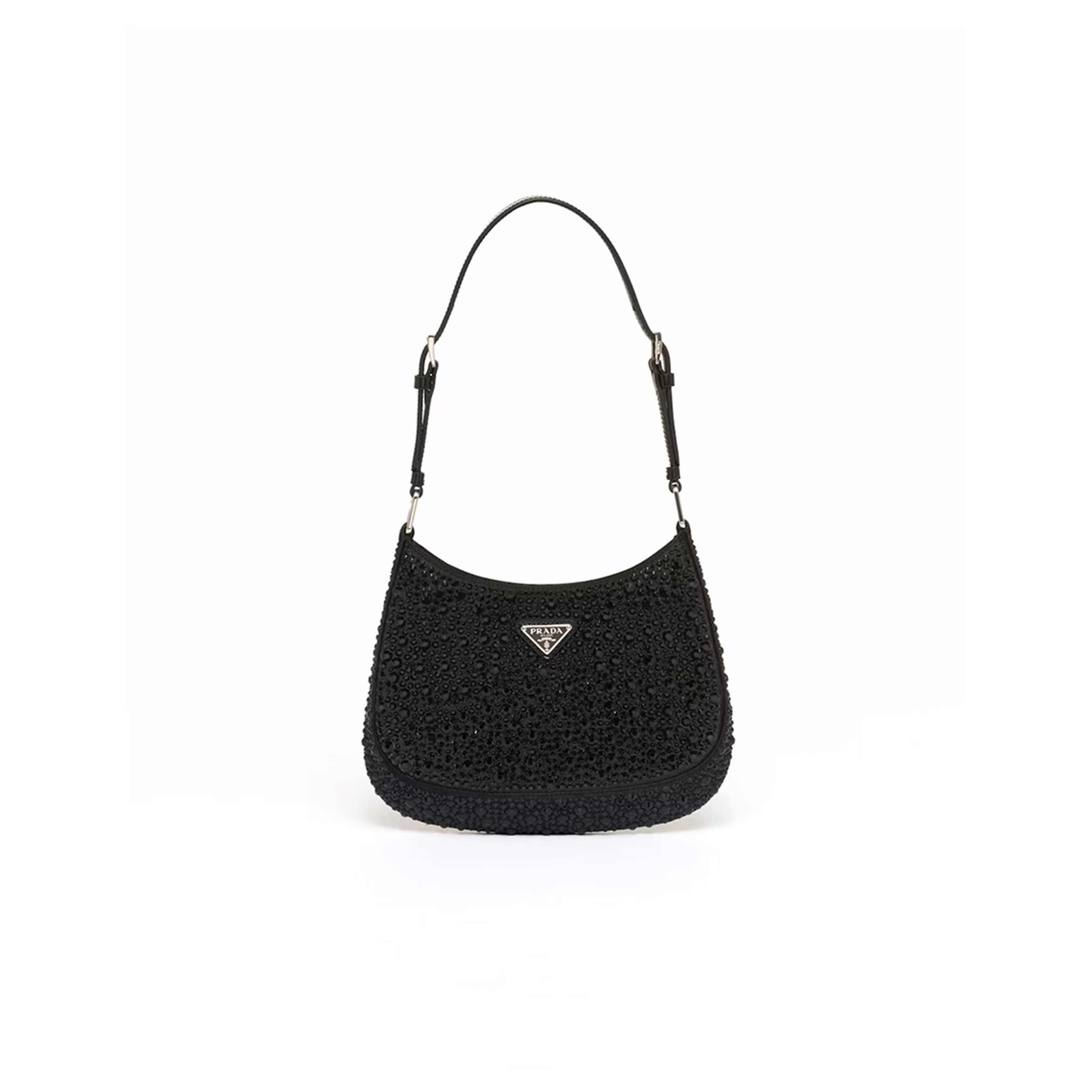PRADA CLEO SATIN BAG WITH CRYSTALS 1BC169 (22*18.5*4.5cm)